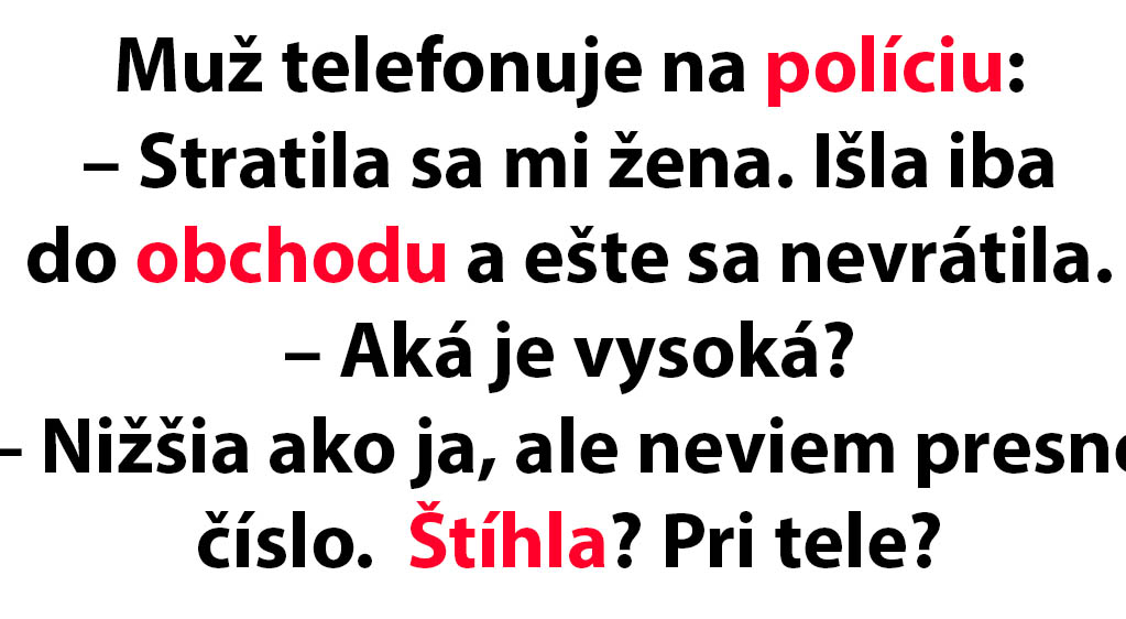 VTIP DŇA: Chlapík nedokáže popísať svoju stratenú manželku...