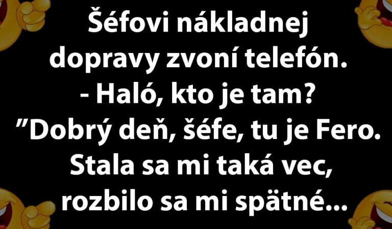 MEGAVTIP: Vodič volá šéfovi, že sa mu rozbilo spätné zrkadlo…