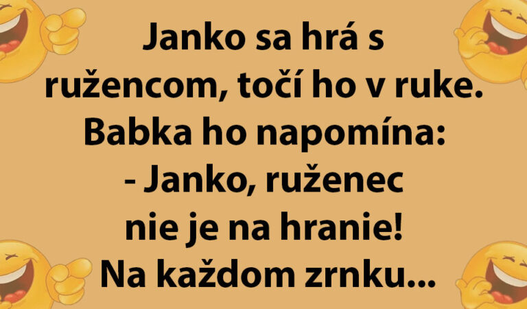 Babka upozorňuje svojho vnuka, aby sa nehral s ružencom…(MEGAVTIP)